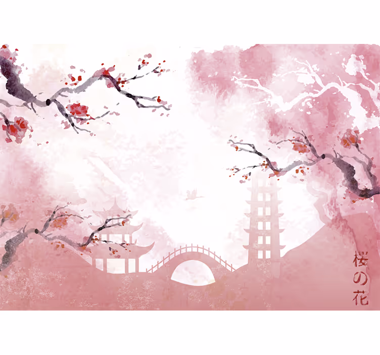 Japán kerti virág falfestmény - TenStickers