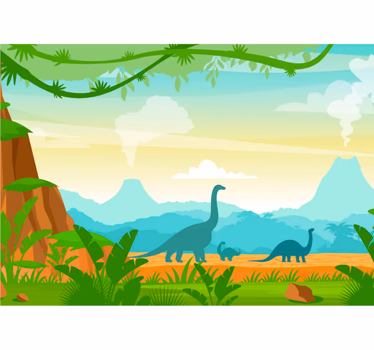 Dzsungel falfestmények - dinoszauruszok a dzsungelben - TenStickers