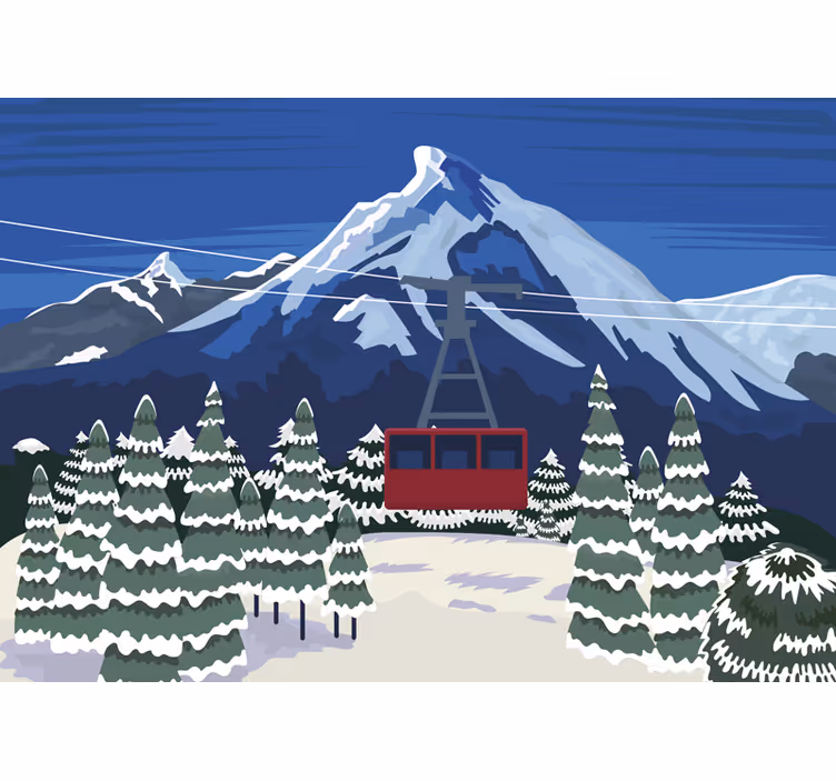 Svájci táj hó hegyi falfestmény - TenStickers