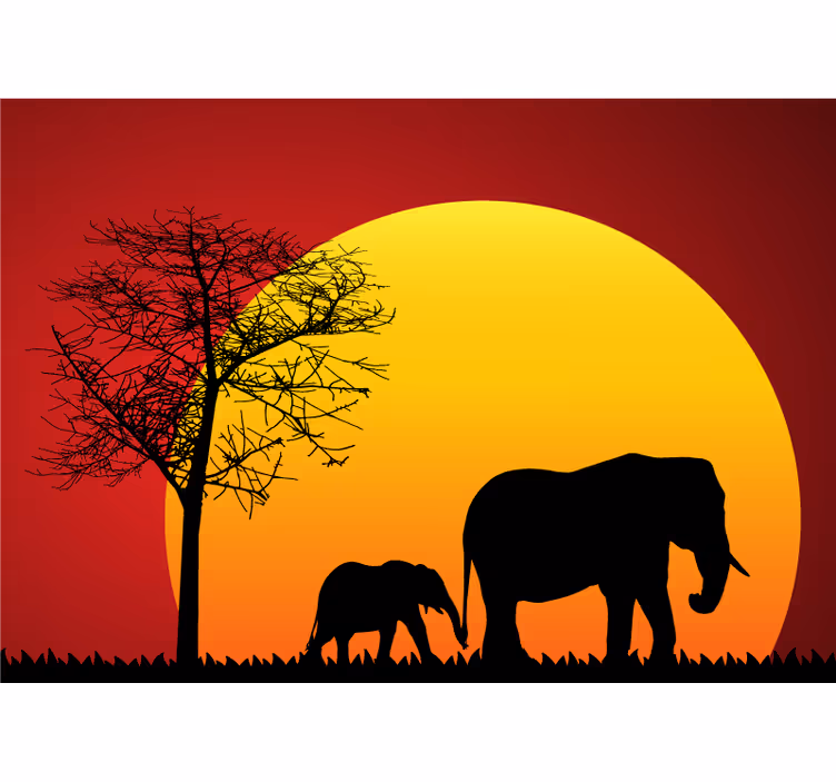 Szavanna naplemente afrikai falfestmény - TenStickers