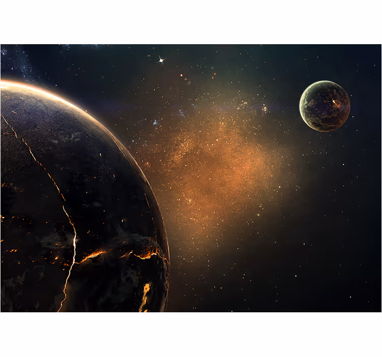 Galaxisok és bolygók a barna űr falfestményén - TenStickers