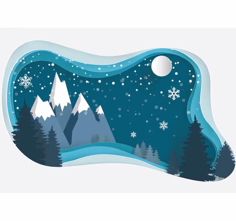 Téli hegyi táj - hegyi falfestmények - TenStickers