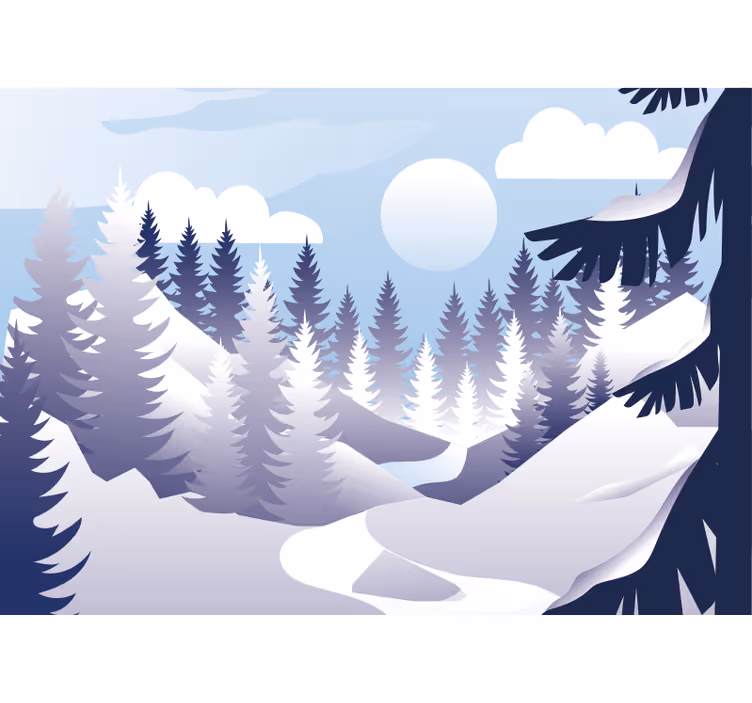 Téli erdő jelenet Táj falfestmények - TenStickers