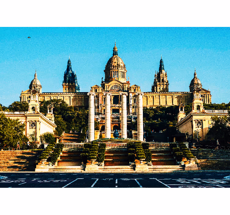 Megvilágított kilátások montjuic barcelona falfestményére - TenStickers