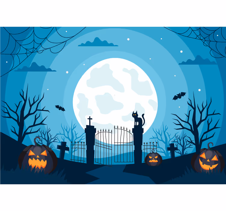 Kísértetjárta temetői jelenet Falfestmények Halloween - TenStickers