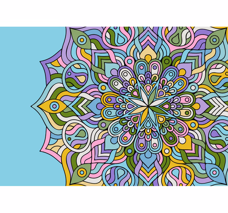 Kékeszöld modern mandala falfestmény - TenStickers