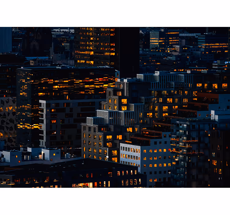 Oslo modern épületek éjszaka falfestmény - TenStickers
