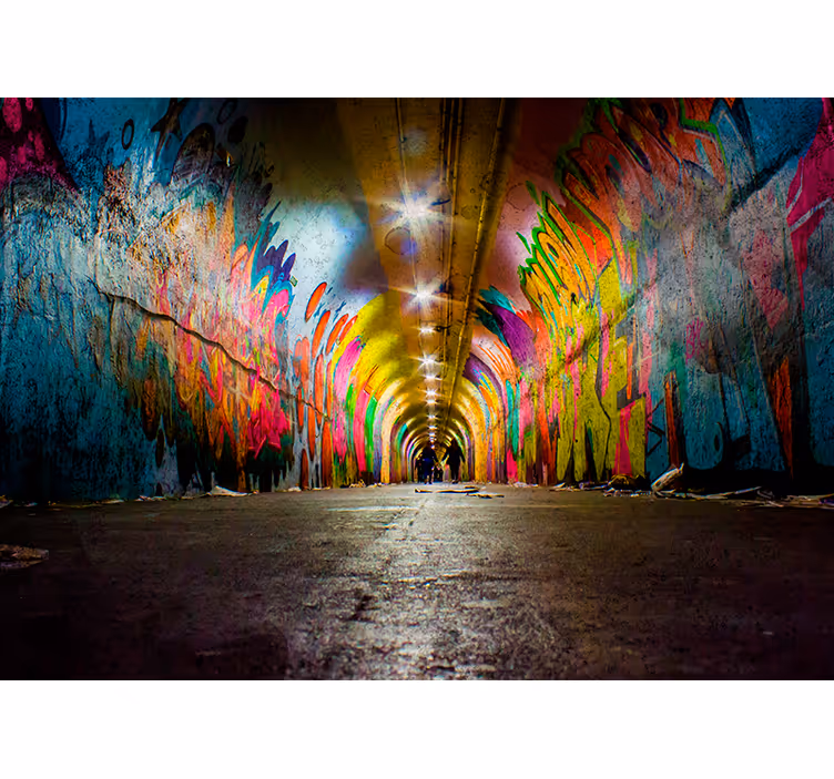 Élénk alagúti graffitik - városi művészet falfestmények - TenStickers