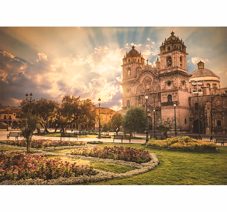 Cusco katedrális naplemente városi falfestmény - TenStickers