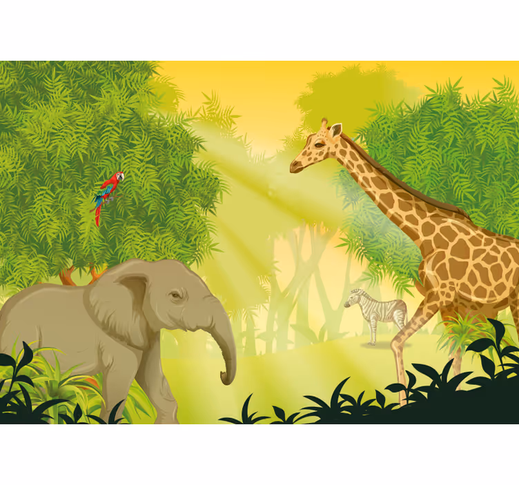 Savanna szafari jelenet állati falfestmények - TenStickers
