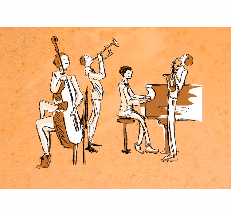 Jazz zenekar előadás - zenei témájú falfestmények - TenStickers