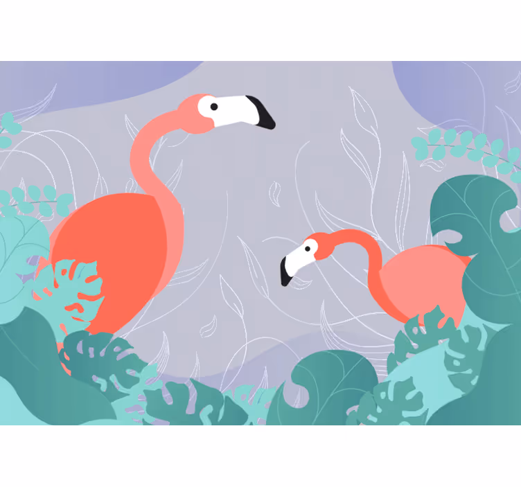 Flamingó család Állati falfestmények - TenStickers