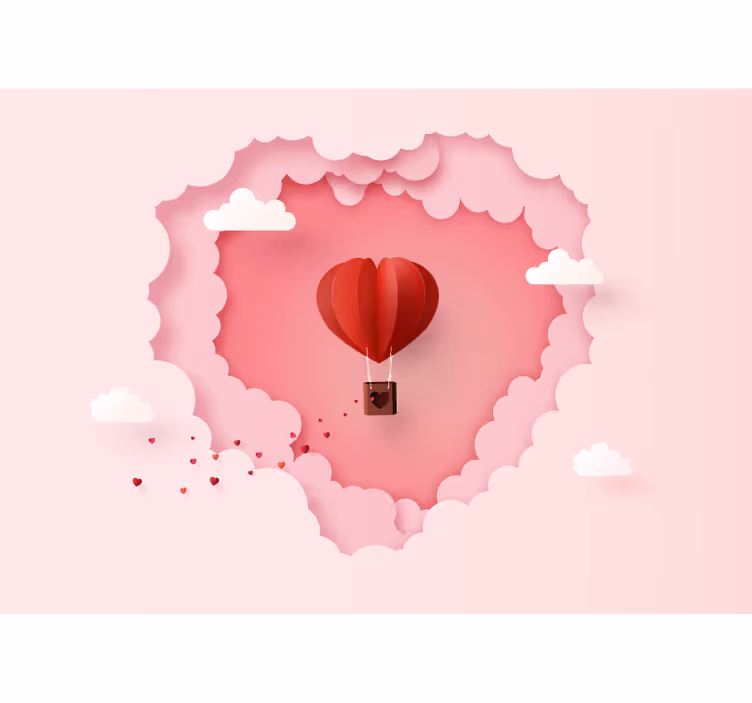 Szerelem falfestmények szív légi ballonos festmény - TenStickers