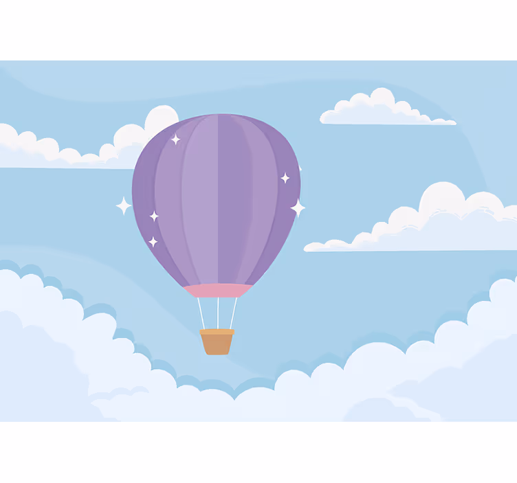 Fényes hőlégballon ég felhők fototapéta - TenStickers