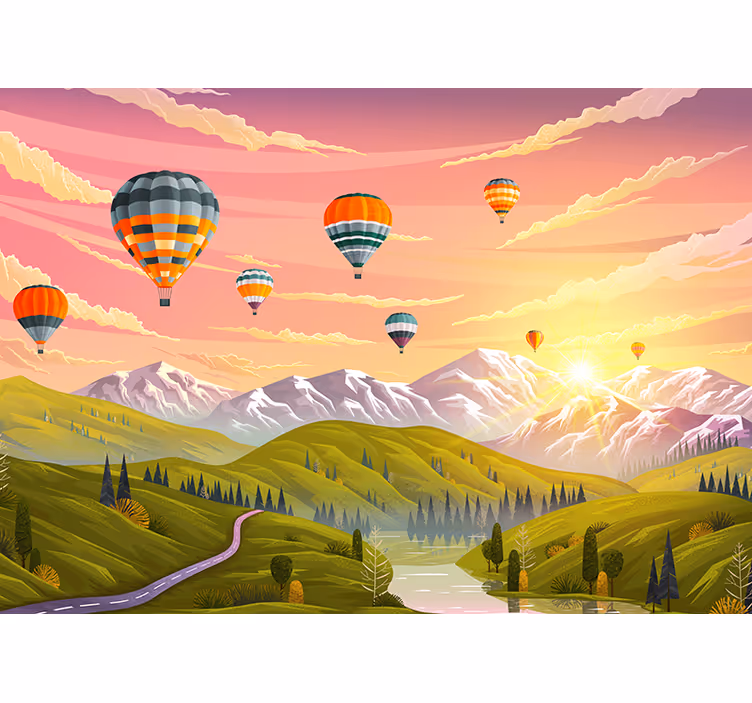 Légballonok táj falfestmények - TenStickers