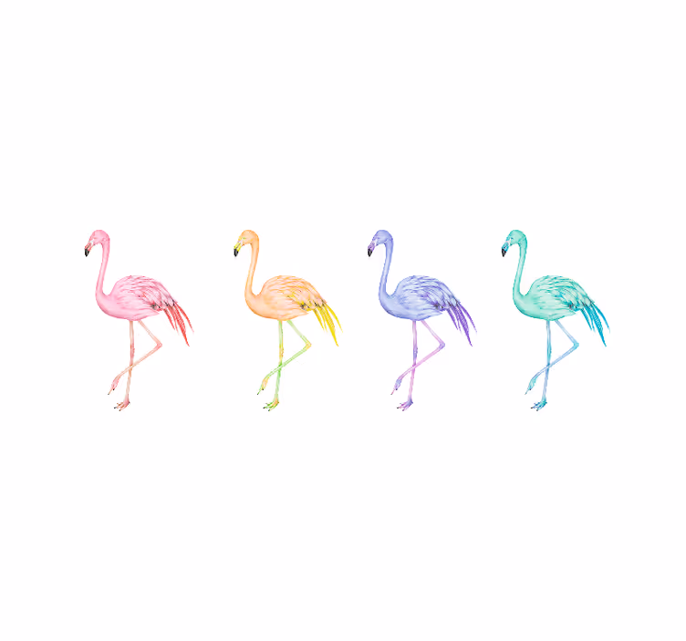 Flamingó család siluettek falfestmények fő hálószoba - TenStickers