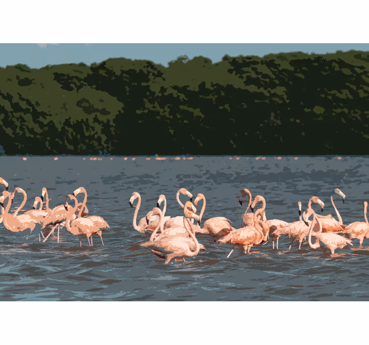 Flamingócsapat gyülekezete Állati falfestmények - TenStickers