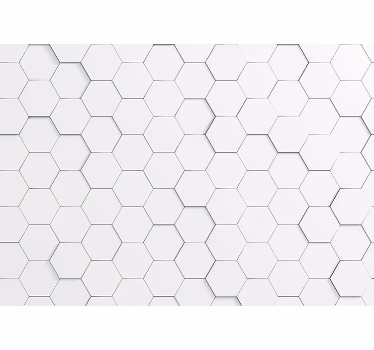 Fehér hatszög reális minta 3d falfestmény - TenStickers