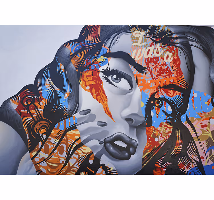 Pop art nő portré graffiti falfestmény - TenStickers