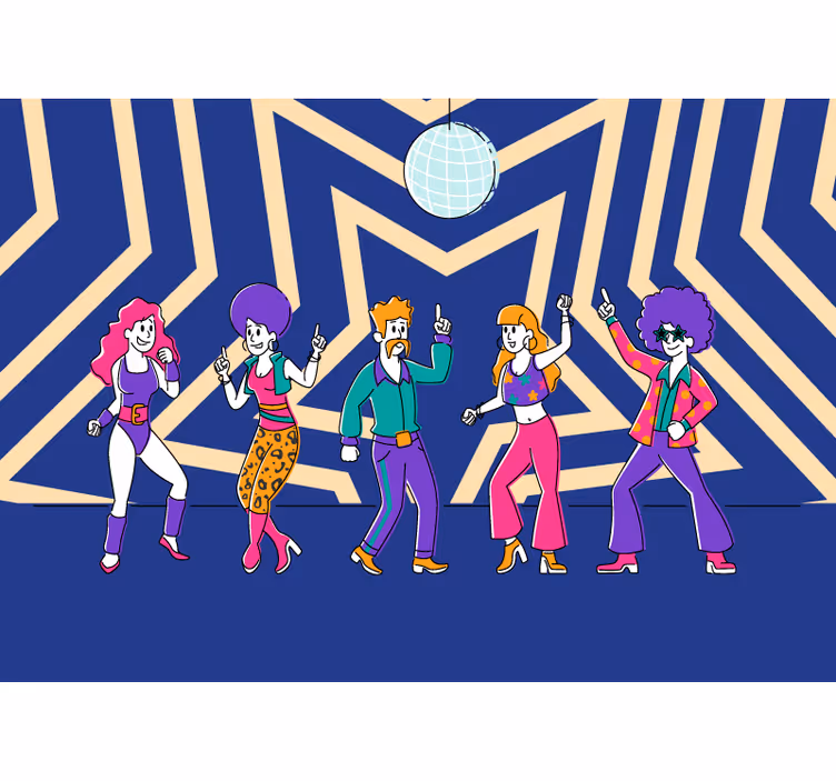 Retro táncparti zenei témájú falfestmények - TenStickers
