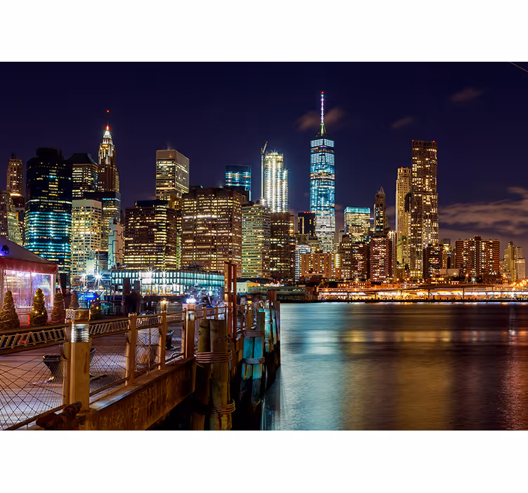 Urban night skyline new york falfestmények - TenStickers
