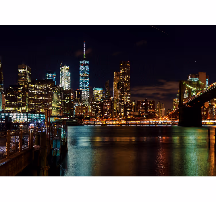 New york -i város fényei éjszaka városfestmény - TenStickers