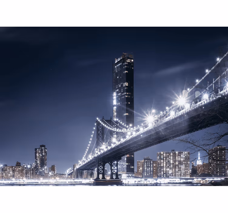 Brooklyn híd éjszakai látképe new york falfestmények - TenStickers
