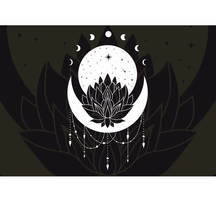 Lótusz hold minta mandala falfestmények - TenStickers