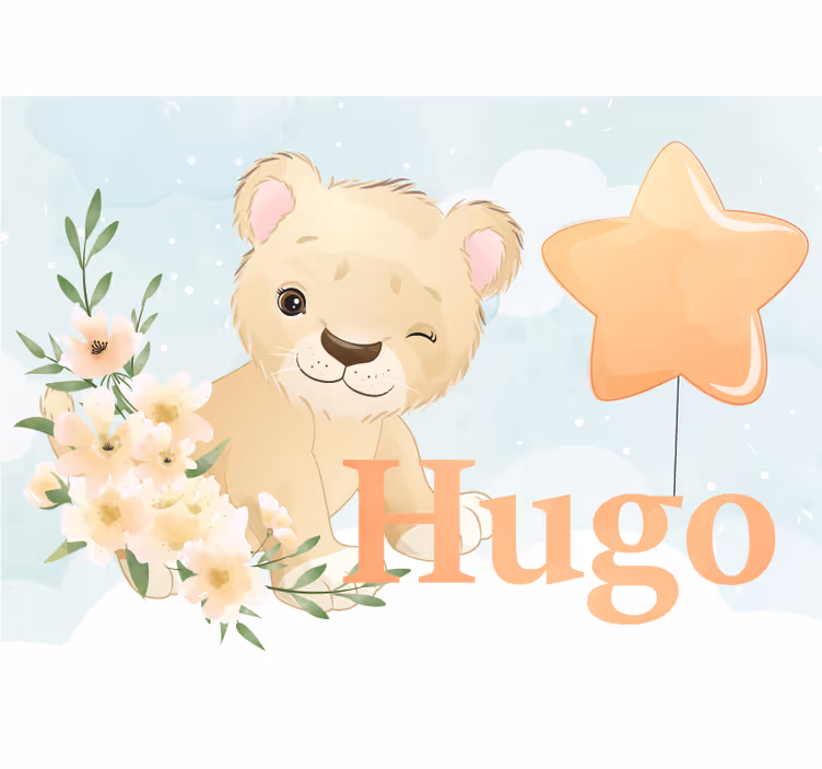 Aranyos oroszlán karakter Állati falfestmények - TenStickers