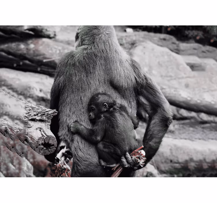 Aranyos mama és baba gorilla africa falfestmény - TenStickers