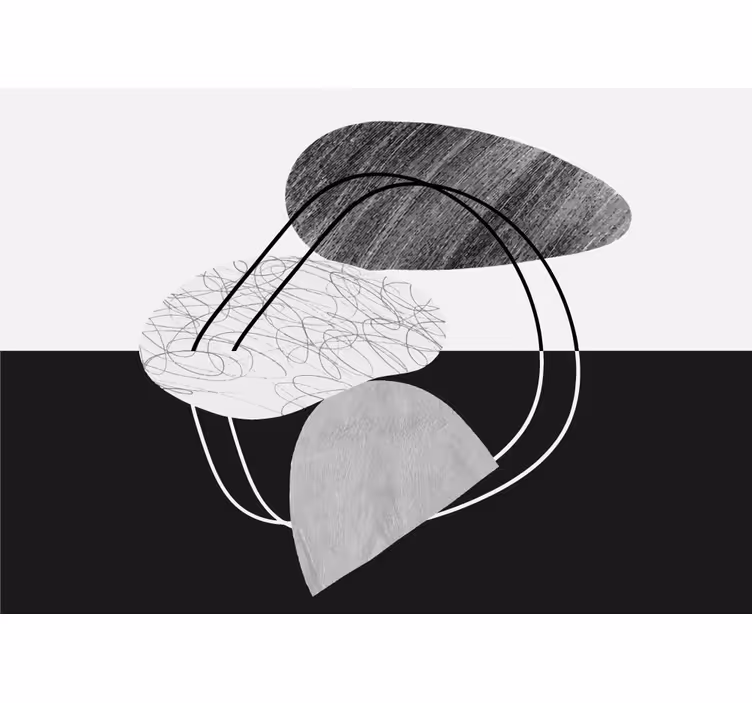 Geometrikus monokróm formák absztrakt falfestmények - TenStickers