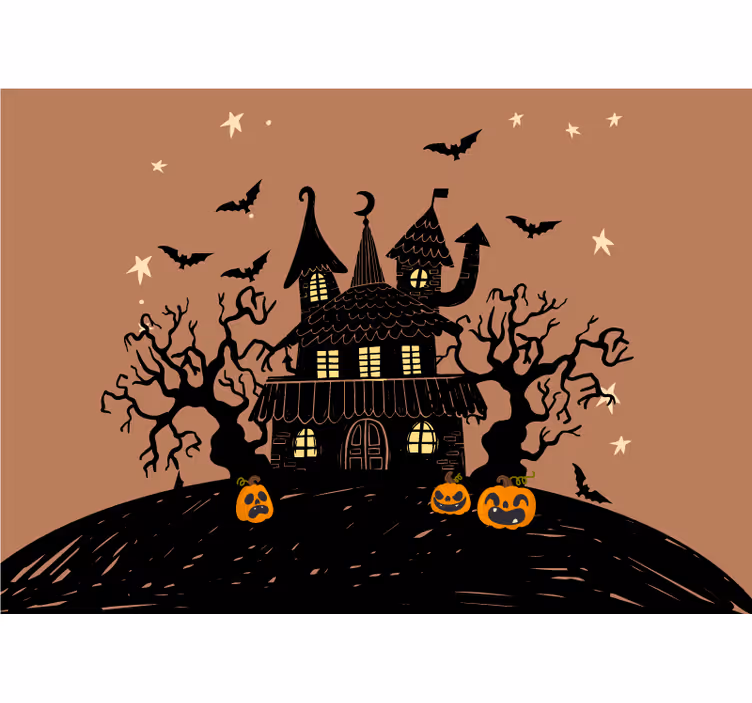 Kísérteties tök kastély falfestmények halloween - TenStickers