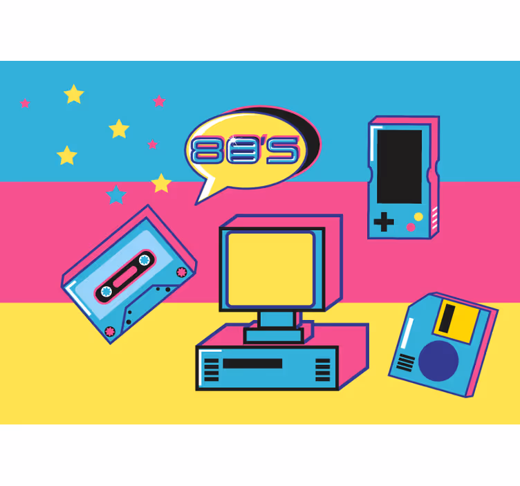 Retro játék elemek városi művészet falfestmények - TenStickers