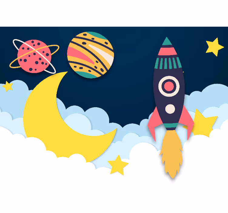 Űrhajó a bolygók között - fantázia falfestmények - TenStickers