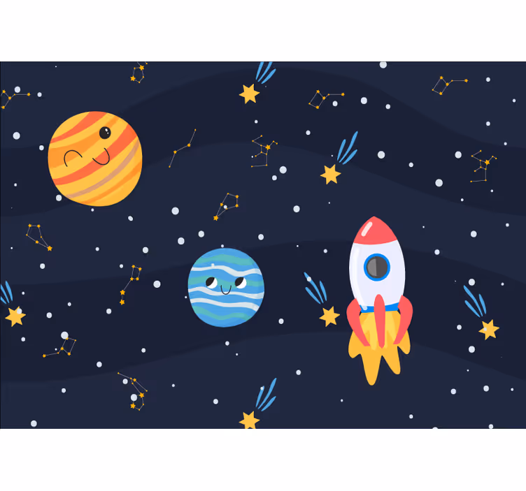 Játékos bolygóexploráció tér falfestmény - TenStickers