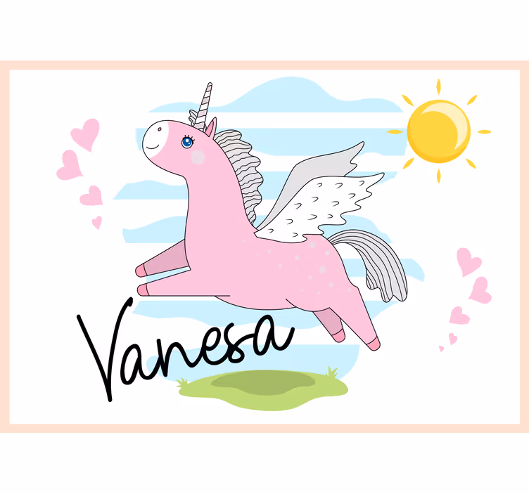 Rózsaszín egyszarvú kaland szerelem falfestmények - TenStickers