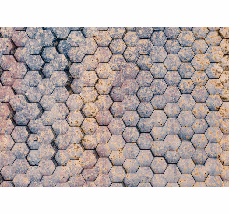 Hexagonális kőminta textúra és a minta falfestmények - TenStickers