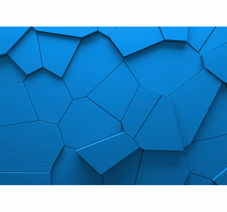 Kék geometrikus formák 3d hatású falfestmény - TenStickers