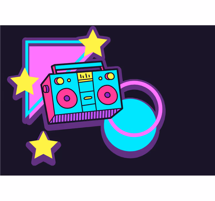 Retro boombox elemei zenei témájú falfestmények - TenStickers