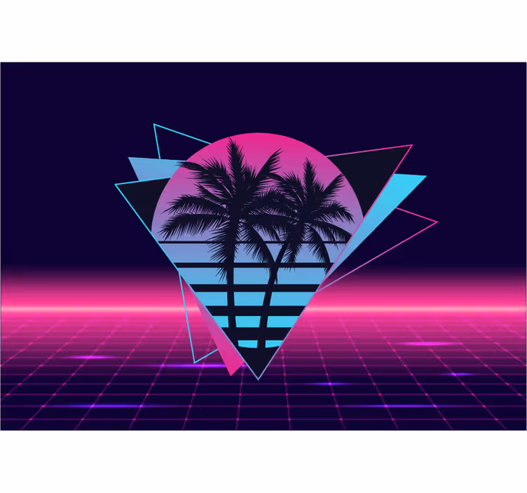 Retro pálma geometria kifejezés falfestmények - TenStickers
