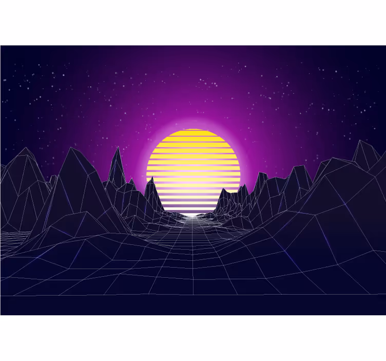 Geometrikus hegyi naplemente absztrakt falfestmények - TenStickers