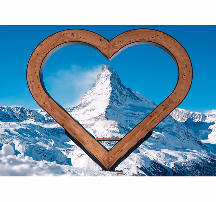 Szerelem falfestmények szív alakú hegyi kilátással - TenStickers