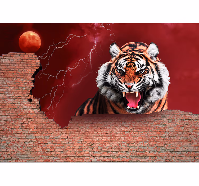 Fierce tiger roar Állati falfestmények - TenStickers