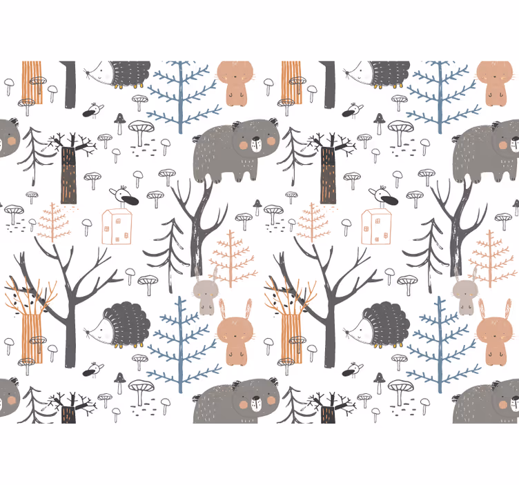 Skandináv erdő állatok falfestmény - TenStickers