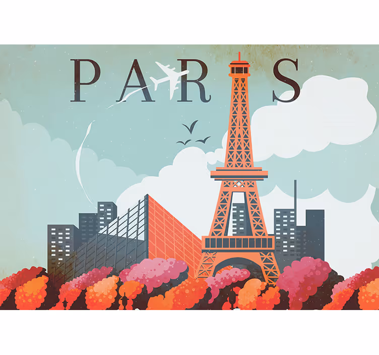 Párizsi falfestmények eiffel-torony városképpel - TenStickers