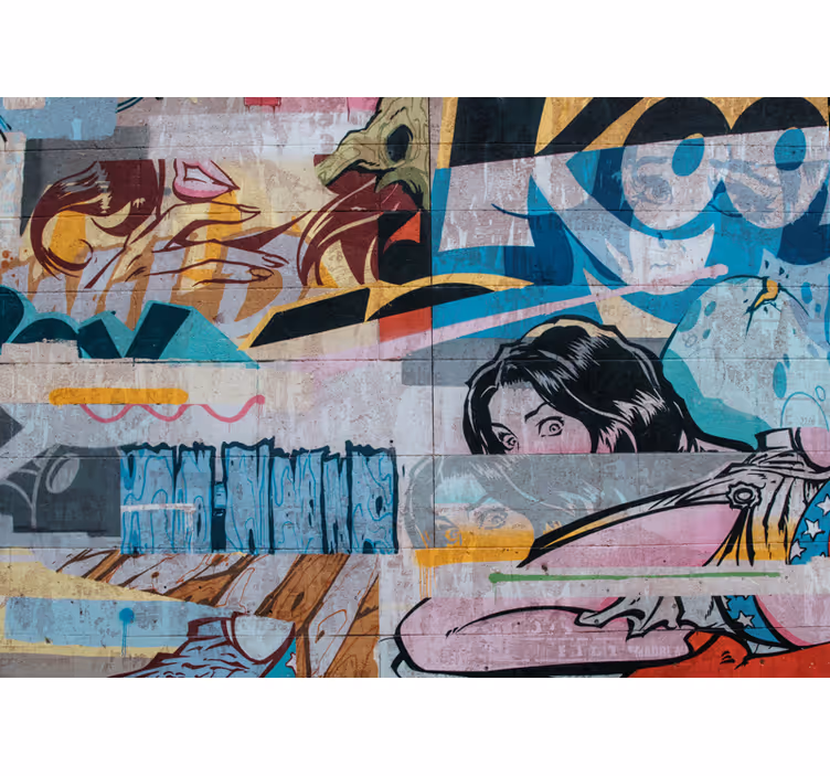 Eredeti színes graffiti városi művészeti falfestmény - TenStickers