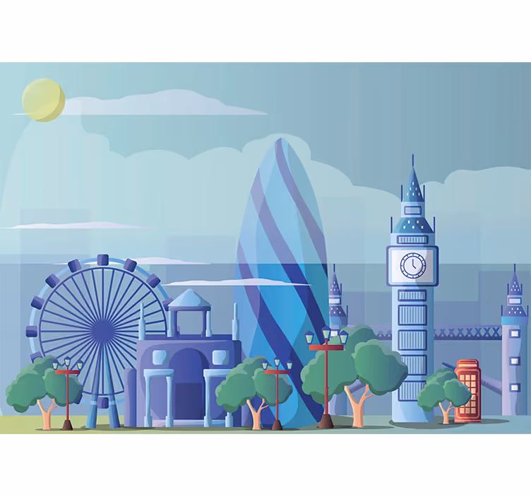 Londoni óvoda illusztráció Londoni fototapéta - TenStickers