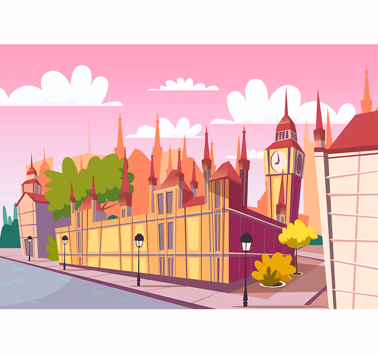 Rajzfilm városkép Londoni fototapéta - TenStickers