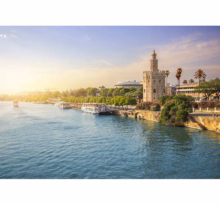 Sevilla folyóparti kilátás Városi falfestmény - TenStickers