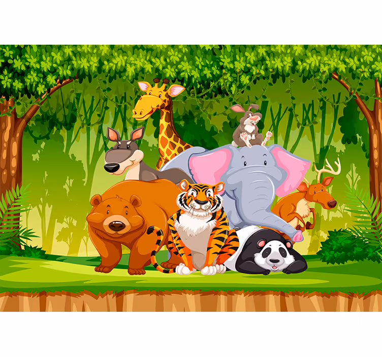 Animált dzsungel Gyermek hálószoba fototapéta - TenStickers